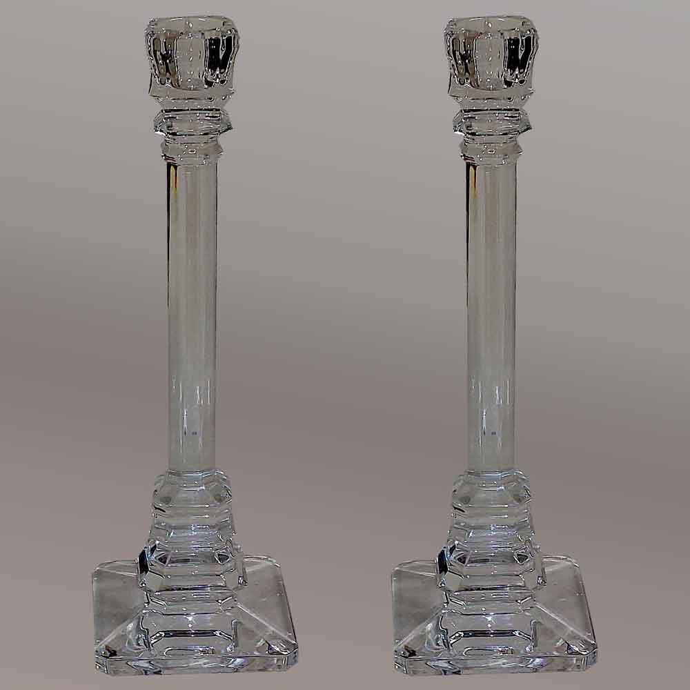 Val Saint Lambert crystal candlesticks, “Louvre” edition